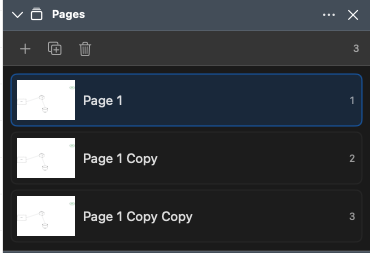 The Pages panel with several page thumbnails