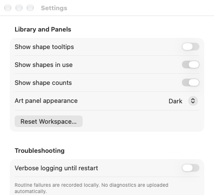 The Settings window